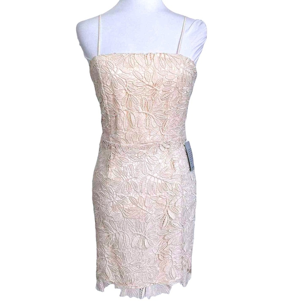 NSR Lace Sheath Dress Women M Floral Guipure Cocktail Floral Romance Blush Pink‎
